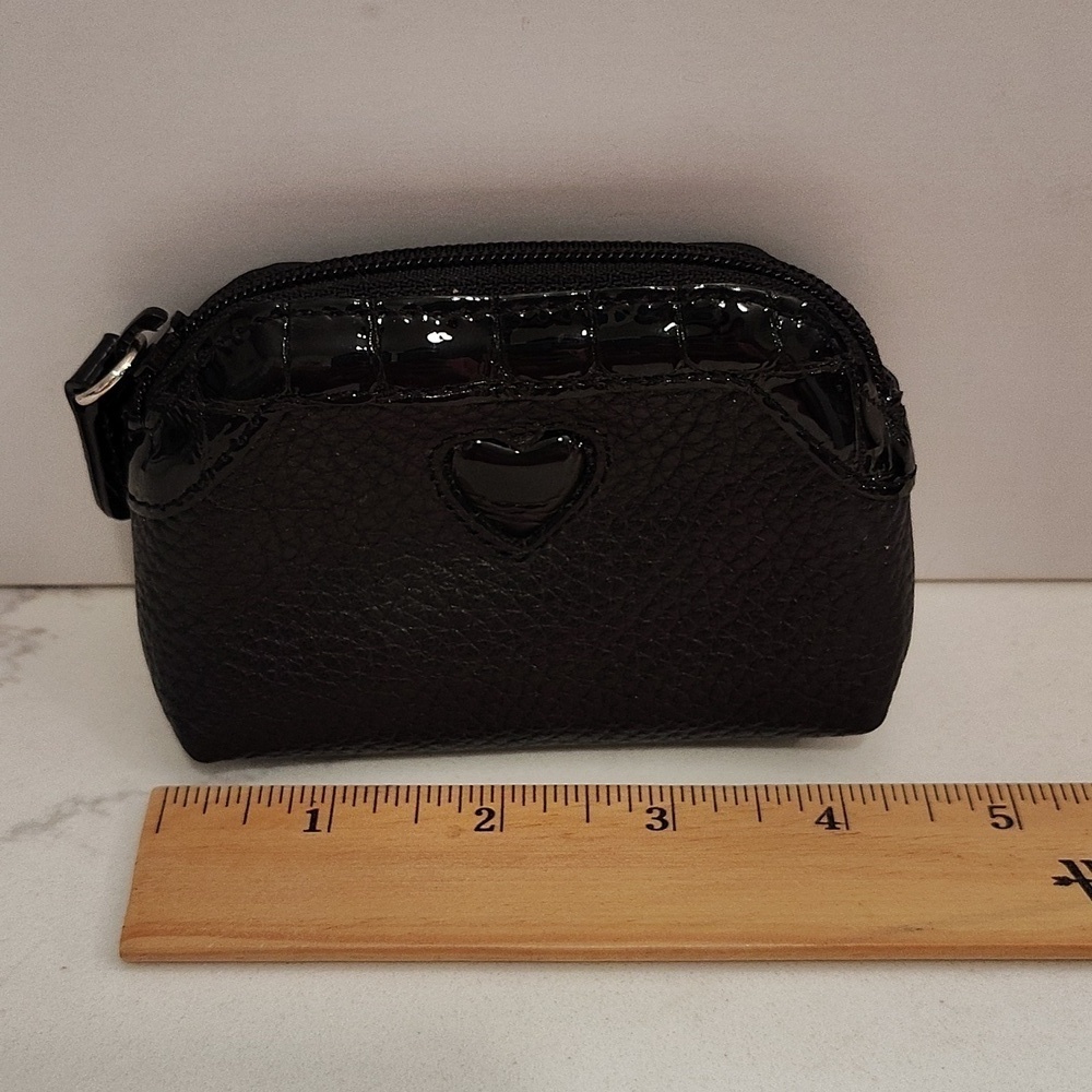 Brighton Small Black Leather Coin Purse Pebble Embossed - Picture 2 of 6